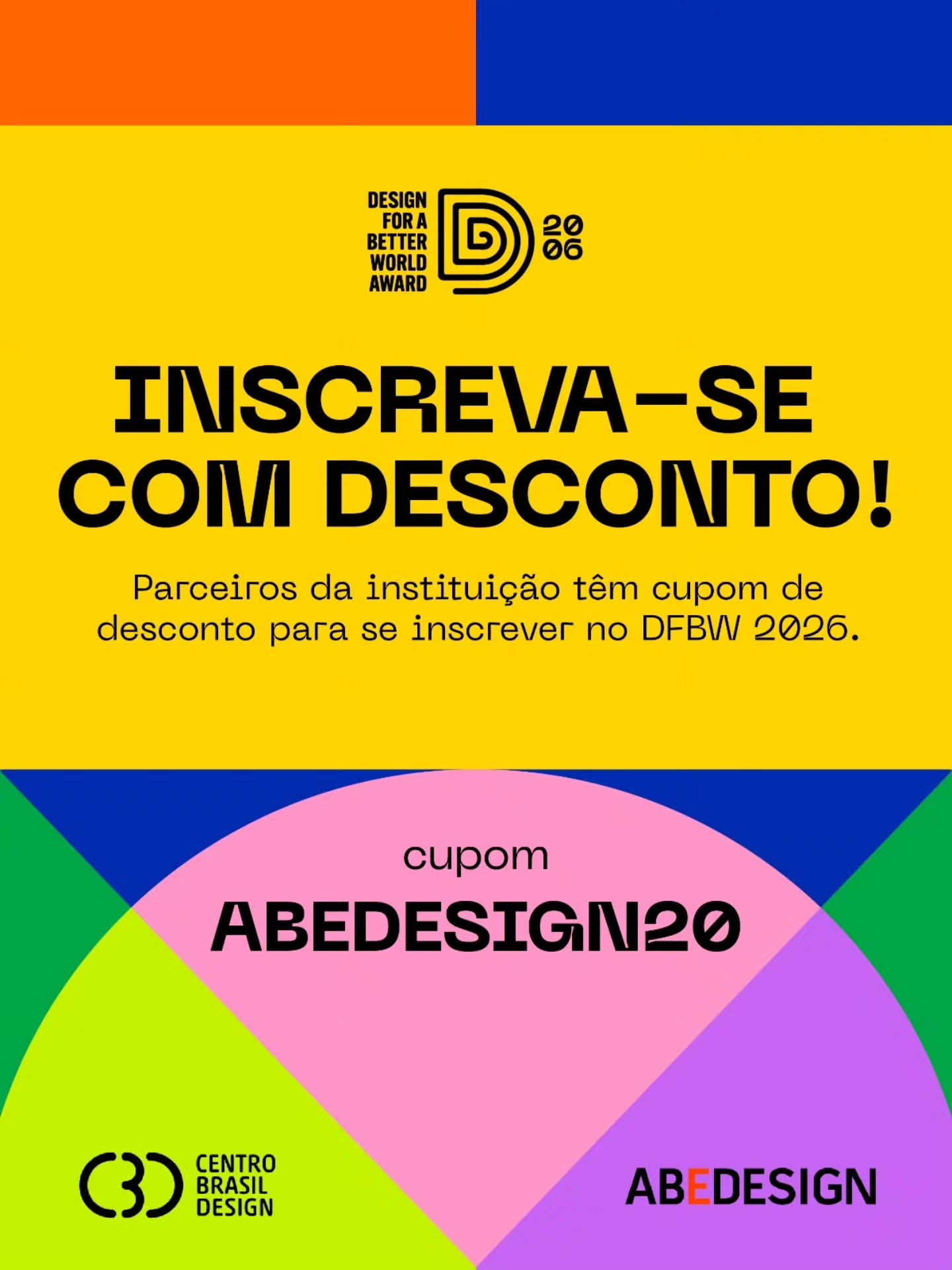 Cupom de desconto ABEDESIGN20 para inscrição no DFBW 2026